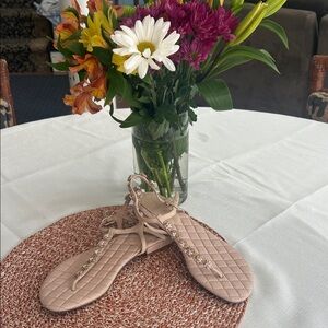 Marc Fisher Nude Sandals with Rhinestone Details